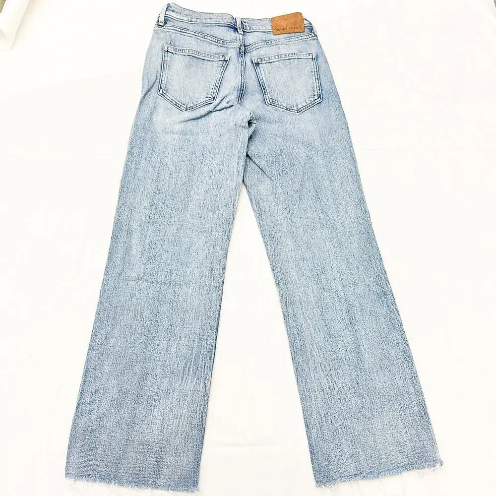 Denim Forum The Arlo High Rise Straight Denim Jeans Light Wash Size 25